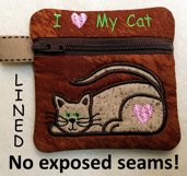 Love My Cat Mini Zipper Bag - Fully Lined, 4X4 HOOP Product Image 4