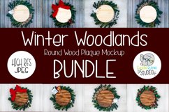 Round Wood Plaque Mockup | A Flat Lay Holiday Theme Product Image 1
