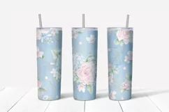 Delicate Flowers sublimation design. Skinny tumbler wrap Product Image 3