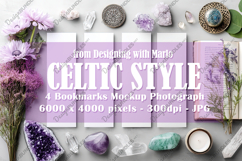 4 White Bookmark Mockup, Celtic Mockup, Floral Photo, p17 Product Image 1
