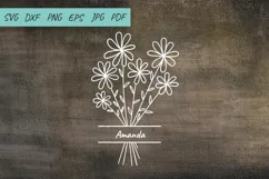 Floral bouquet SVG, Wildflower, Daisy SVG, Split monogram Product Image 5