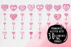 Decorative glitter hearts and romantic keys Product Image 1