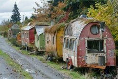 Colorful tiny homes forming an off grid community Product Image 1
