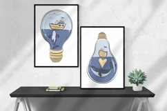 Whale clipart. Fantasy cute underwater illustration Product Image 4