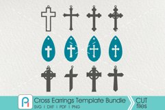 Earrings Svg, Earrings Template Svg, Cross Earrings Svg Product Image 1