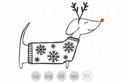 Christmas Dachshund SVG, Dog in Sweater SVG Product Image 1