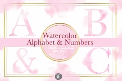 Pink Watercolor Alphabet clipart, Watercolor font Product Image 1