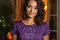 Halloween T-Shirt Mockup for Women, Purple TShirt Mockup, d6 Product Image 2