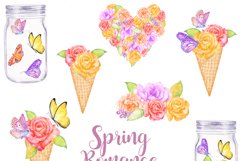 Watercolor floral clipart, butterflies sublimation Product Image 2