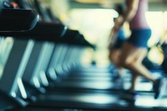 Women Running on the Treadmill Blurred Wallpaper Background Product Image 1