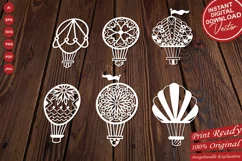 Papercut Hot Air Balloons, Set of Air Balloons Paper Cut Art Product Image 5
