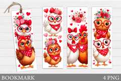 Valentines Chicken Bookmark. Valentines Bookmark Printable Product Image 1