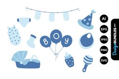Blue Baby Shower Boy Illustrations Product Image 1