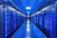 Modern data center with blue illumination Product Image 1