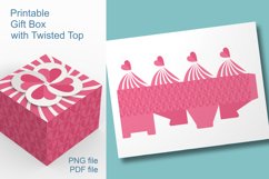 Printable Pink Valentine Gift Box Twisted Top Closure Product Image 1