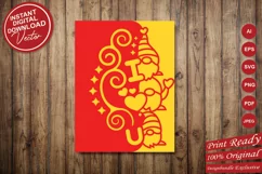 Papercut Gnome Holding I love You Signs Paper Cut Card Cover Product Image 5