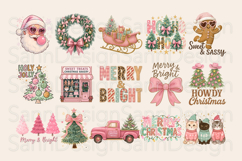 Christmas PNG Bundle, Pink Christmas Clipart, Cute Santa Png Product Image 3