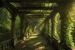 Majestic Ancient pergola forest. Generate Ai Product Image 1