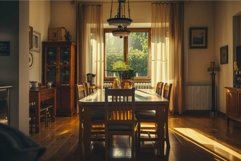 Cozy dining room in warm sunset light Product Image 1