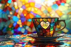 Stained Glass Cofee Lover Cup Background Wallpaper Product Image 1