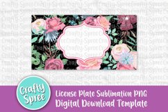 Black White Floral License Plate Sublimation Template Product Image 2