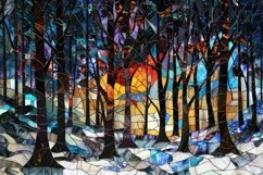 Snowy Landscape with Trees Background Wallpaper Product Image 1