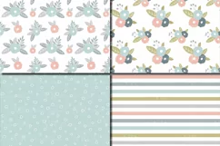 Pastel flowers seamless pattern / Peach blue green floral digital paper / Floral scrapbook papers Product Image 2