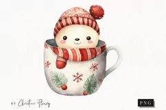 Cute Christmas Snowman Mug Clipart | Christmas Clipart Product Image 1