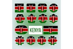 Kenya Various Shapes Vector National Flags Set Product Image 1