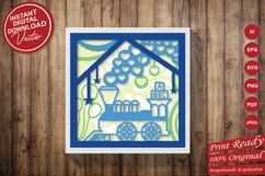 Papercut 3D Train Engine Lightbox Layered Template Product Image 6