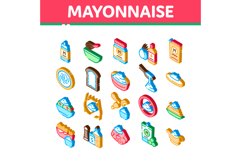 Mayonnaise Spice Sauce Isometric Icons Set Vector Product Image 1