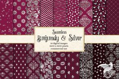 Burgundy and Silver Digital Paper Product Image 1