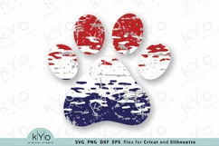 4th of July American Dog Paw Distressed Ombre Svg Png files Product Image 1