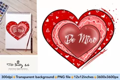 Be Mine Valentine, Red Heart Valentine PNG Product Image 1