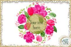 Watercolour floral clipart frames wreath pink Product Image 6