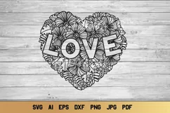 Heart SVG | Zentangle Floral Heart | Flower SVG | Love SVG Product Image 1