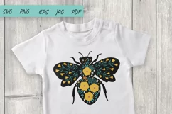 Floral bee SVG, Floral Honeybee SVG, Bee with flowers Product Image 1