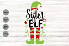 Sister Elf Svg, Christmas Svg, Elf Svg, Sister Svg, Elf Hat. Product Image 1