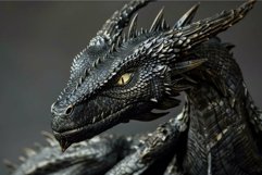 Majestic black dragon with piercing gaze and scaly skin posi Product Image 1