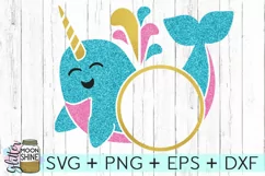 Narwhal Monogram Frame SVG DXF PNG EPS Cutting Files Product Image 2