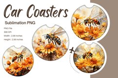 Bee Flower Car Coasters Sublimation Bee Car Accessories_9 Product Image 1