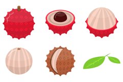 Lychees icons set, isometric style Product Image 1