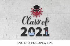 Class of 2021 SVG with cute virus and graduation hat Product Image 1