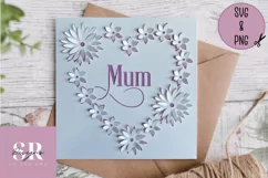3D Floral Mum heart| Paper cutting | Mother’s Day card SVG. Product Image 1