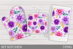 Flowers Oven Mitt Design. Floral Square Pot Holder Product Image 1