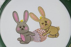 Easter Bunnies playing with the egg. Embroidery design Product Image 5