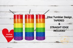 Rainbow Glitter 20oz Skinny Tumbler Sublimation Design Product Image 1