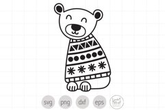 Winter Bear SVG Cut File for Christmas, Polar Bear SVG Product Image 1