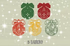 3D Christmas ball svg Papercut svg Mandala 3d Winter cozy Product Image 2