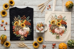 Harvest Pumpkin Bouquet PNG | Fall Floral Autumn Clipart Product Image 1